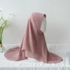 Mousseline de soie Hijab Jersey Hijabs pour femmes Turban malais pull couvre-chef Double couche couleur unie foulard Bonnet Hijab Turbante