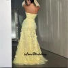 robe de soirée élégante jaune saoudienne dubaï, fleurs 3d, manches en tulle, longue robe de bal personnalisée, robes d'occasion spéciale 2025