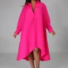 robe chemise élégante à manches longues pour femmes, rose boutonnée, irrégulière, rêver, mode de rue, loisirs, automne, nouvel article, 2024