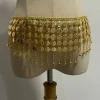 chaîne de taille en alliage de pièce d'or, ceinture de danse du ventre, accessoires de performance, cinq couches de cloche en métal, accessoire de costume de danse du ventre
