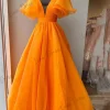 lena robe de soirée Élégante en organza pour femme, tenue de fiançailles royale, col en v, vêtement de bal