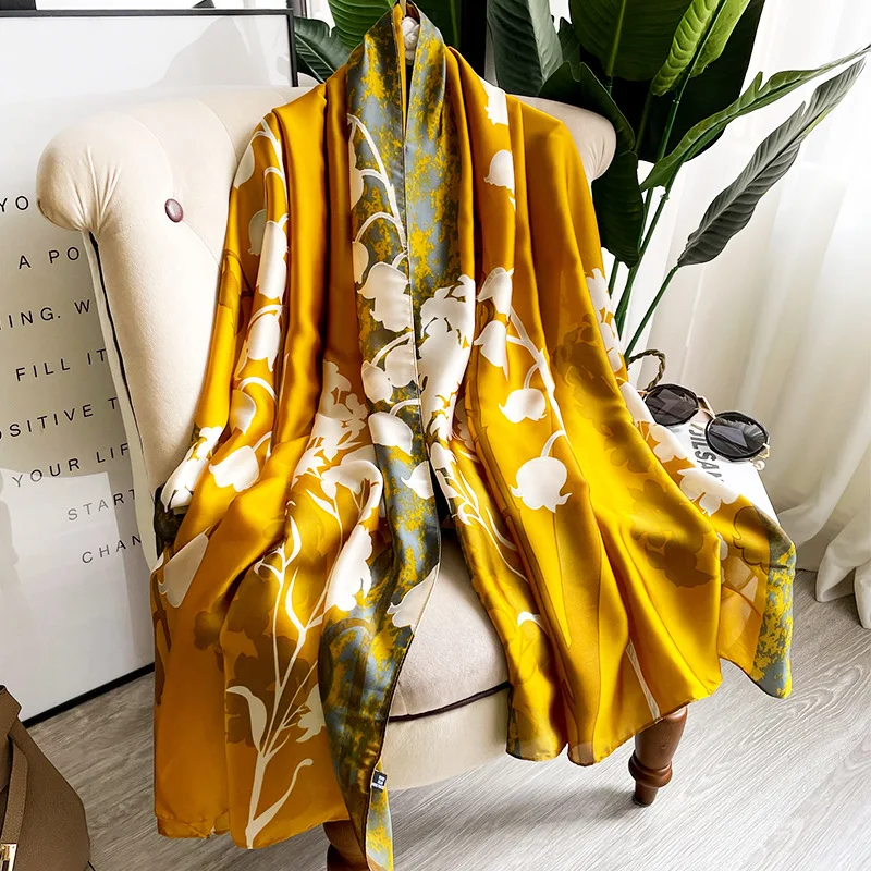 Châle en Satin de soie multicolore pour femmes, enveloppe Hijab, écharpe Pashmina, Turban islamique, Tippet, nouveau Style, étoles, châles, 2024