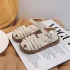 sandales romaines évidées pour enfants, chaussures de plage pour garçons et filles, chaussures plates pour enfants, document solide, non ald, doux, nouvelle mode, 2025