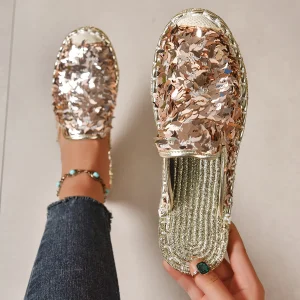 Femmes appartements pantoufles décontractées chaussures à plate-forme de créateur 2025 automne nouvelles chaussures pour femmes mode tissage chaussures pantoufles respirantes