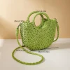 sac à main de plage demi lune en rotin et paille tissé à la main pour femmes, sac à bandoulière d'été ajouré, sacs à bandoulière pour cadeaux pour femmes