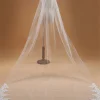 mariage élégant 3m une couche bord en dentelle blanc ivoire cathédrale voile de mariage long voile de mariée accessoires de mariage veu de noiva