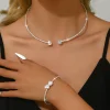 ensemble de bijoux en cristal brillant pour femmes, plaqué argent, zircone cubique, collier ras du cou, bracelet, accessoires de mode pour soirée