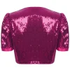 veste à paillettes pour femmes, cardigan ouvert sur le devant, brillant, ouvert sur le devant, blazer court, boléro azz, haut court de danse, clubwear