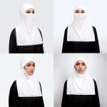 Foulard de sauna arabe sans épingle pour femmes musulmanes, couvre-visage, hijab, turban, châles et enveloppes islamiques, uni, instantané, vente en gros