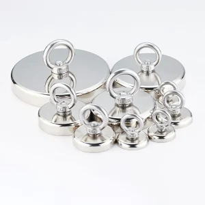 Aimant de pêche en néodyme Super fort, crochet N52, aimant de terres rares robuste avec boulon à œil à trou fraisé, aimant de récupération 16-90mm