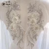 appliques en strass pour robe de mariée, épaules, blanc, cousues à la main, perceuse en verre, fleurs miroir, scintillantes, patch diy, 1pai