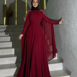 Adeli-Robe de Soirée Élégante en Mousseline de Soie pour Femme, Tenue Musulmane à Manches sulfavec Perles, Longueur au Sol, Occasions Formelles, Tout Personnalisé