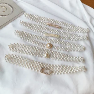 Grande chaîne de taille en perles pour femmes, ceinture élastique avec décoration en diamant, jupe assortie avec tout, mode décontractée, Design de luxe, ceinture gothique