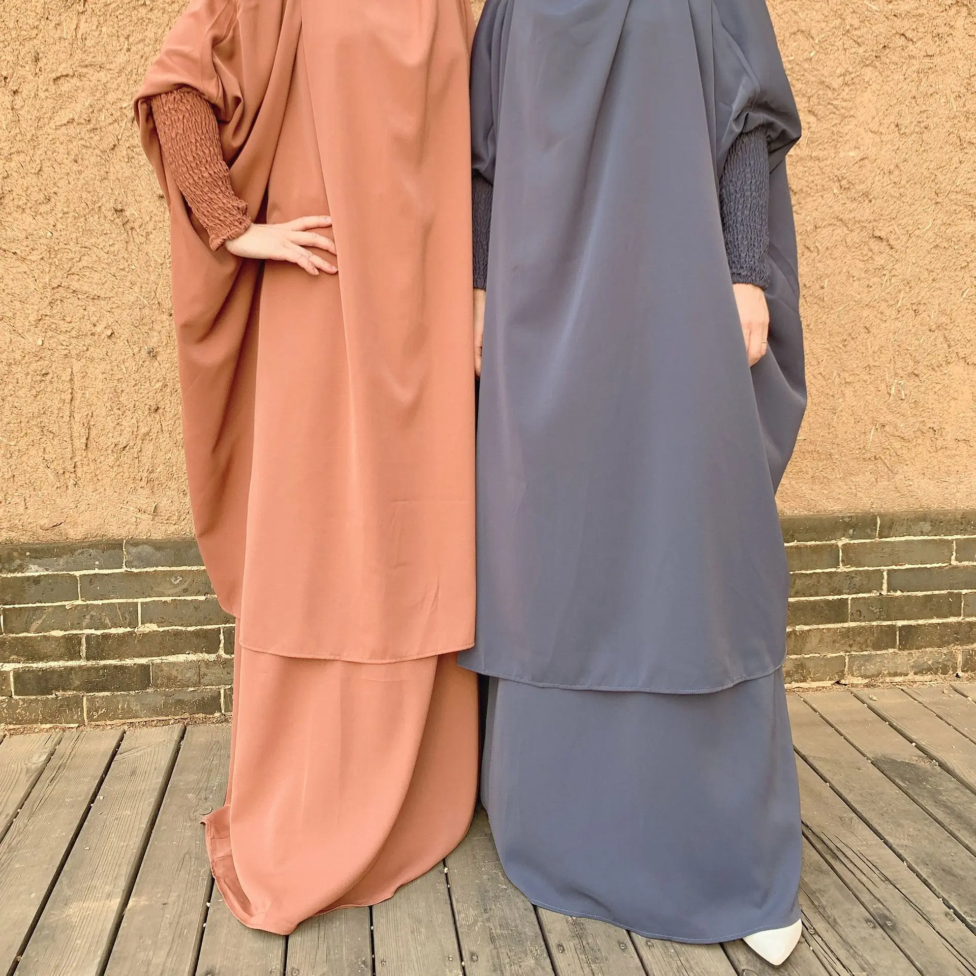 femmes hijab robe prière vêtement ensemble 2 pièces jilbab abaya eid musulman couverture complète ramadan longue khimar robe vêtements islamiques niqab