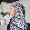foulard keffiyel imprimé à carreaux doux, écharpe hijab longue et fine en mousseline de soie, châles et enveloppes de protection solaire, foulard islamique quotidien