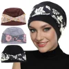 Nouveau femmes Hijab chimio casquette torsion noeud imprimer musulman Turban bonnets Bonnet Strech indien bandeau écharpe perte de cheveux chapeau chapeaux