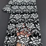 Tissu africain Soluble dans l&rsquo;eau en dentelle Guipure brodée blanche et noire, tissu Abaya de dubaï pour robe de Cocktail et célébrités