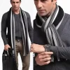 Classique hommes écharpe hiver chaud Faux acrylique doux gland Long châle affaires décontracté rayé écharpe hommes vêtements accessoires