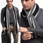 Classique hommes écharpe hiver chaud Faux acrylique doux gland Long châle affaires décontracté rayé écharpe hommes vêtements accessoires