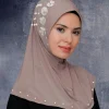 Écharpe Hijab musulmane en chanvre instantanée, Turban Abaya pour femmes islamiques, enveloppe de tête prête à porter, Hijabs, couverture de cou sans épingle, Turbans