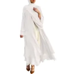 Mode mousseline de soie Abaya Kimono dubaï musulman Cardigan Abayas femmes Robe décontractée femme Islam vêtements avec ceinture