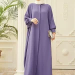 Abayas élégants violets et noirs pour femmes, robes musulmanes à manches longues, Cardigan de dubaï, vêtements Kimono, Hijab de soirée du Ramadan