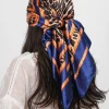 foulard de tête carré en soie pour femmes, marque de luxe, 90x90cm, bandana en satin, foulard doux, hijab, foulards pour cheveux pour dames