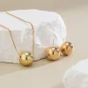 ensemble collier et boucles d'oreilles avec pendentif boule pour femme, élégant, simple, bijoux pour femme, accessoires de mode sur le cou, cadeaux d'oreille, 2023