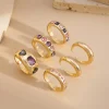 salircon 6 pièces/ensemble incrusté de zircon violet ensemble de bagues d'ouverture réglable femmes bague de couleur or lisse pour femme bijoux quotidiens cadeau