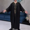 hommes musulmanes mode d'été robe ample islam caftan hommes vêtements dubaï luxe musulman abaya musulman col en v à manches courtes impression