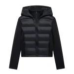 Veste rembourrée en Patchwork à capuche avec poches pour femmes, manches longues, fermeture éclair sur le devant, vêtements d&rsquo;extérieur pour femmes, hauts chics, à la mode