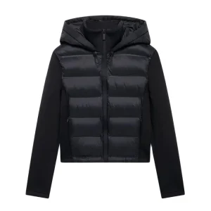 Veste rembourrée en Patchwork à capuche avec poches pour femmes, manches longues, fermeture éclair sur le devant, vêtements d&rsquo;extérieur pour femmes, hauts chics, à la mode