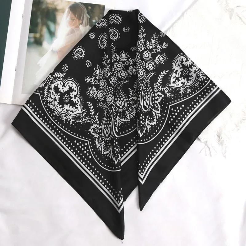 femmes écharpe 70 cm noir hip hop bandana foulard paisley imprimé hijab chapeaux poignet bandeau carré foulards imprimer mouchoir