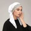 nouveau dentelle broderie instantanée hijab pour les femmes musulmanes cristal chanvre bonnet élastique cravate dos sous capuchon casquette intérieure solide base chapeau turban