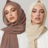 ensemble hijab en mousseline de soie avec bonnet sous marin assorti pour femmes, châle uni, jersey, casquettes modales intérieures, bandeau musulman, ensemble écharpe deux pièces, 2/pièces