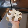 sandales d'été élégantes pour enfants, chaussures de princesse à fleurs, à fond épais, décontractées, ajourées, pour l'école, nouvelle collection