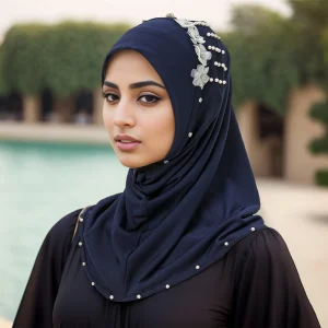 Gros Ramadan islamique musulman sous-écharpe perles florales femmes voile Hijab cou couverture foulards femmes musulmanes écharpe Turbans