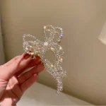 Ensemble de pinces à cheveux en perles pour femmes, épingles à cheveux avec nœud en perles, accessoires pour cheveux en métal, pince creuse géométrique, Barrette en cristal, grand