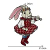 tissu brodé de lapin avec patchs brodés de dessin animé, fournitures de couture faites à la main, accessoires, badges à la mode, patch à rayures