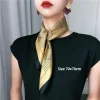 foulard en soie pour femmes, 70 × 70cm, petit foulard carré en satin imprimé, banderole assortie, bandana hijab féminin