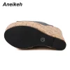 aneikeh noir plate forme sandales à talons compensés pantoufles 2025 été mode peep orteil super haute hauteur sexy sandale mules zapatillas mujer