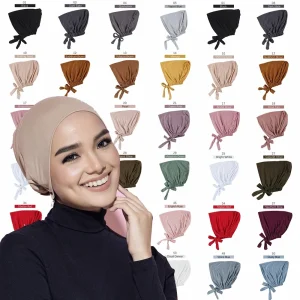 Modal musulman Turban chapeau intérieur Hijab casquettes islamique sous-écharpe Bonnet inde chapeau femme bandeau Turbante Mujer Hijab casquette avec corde
