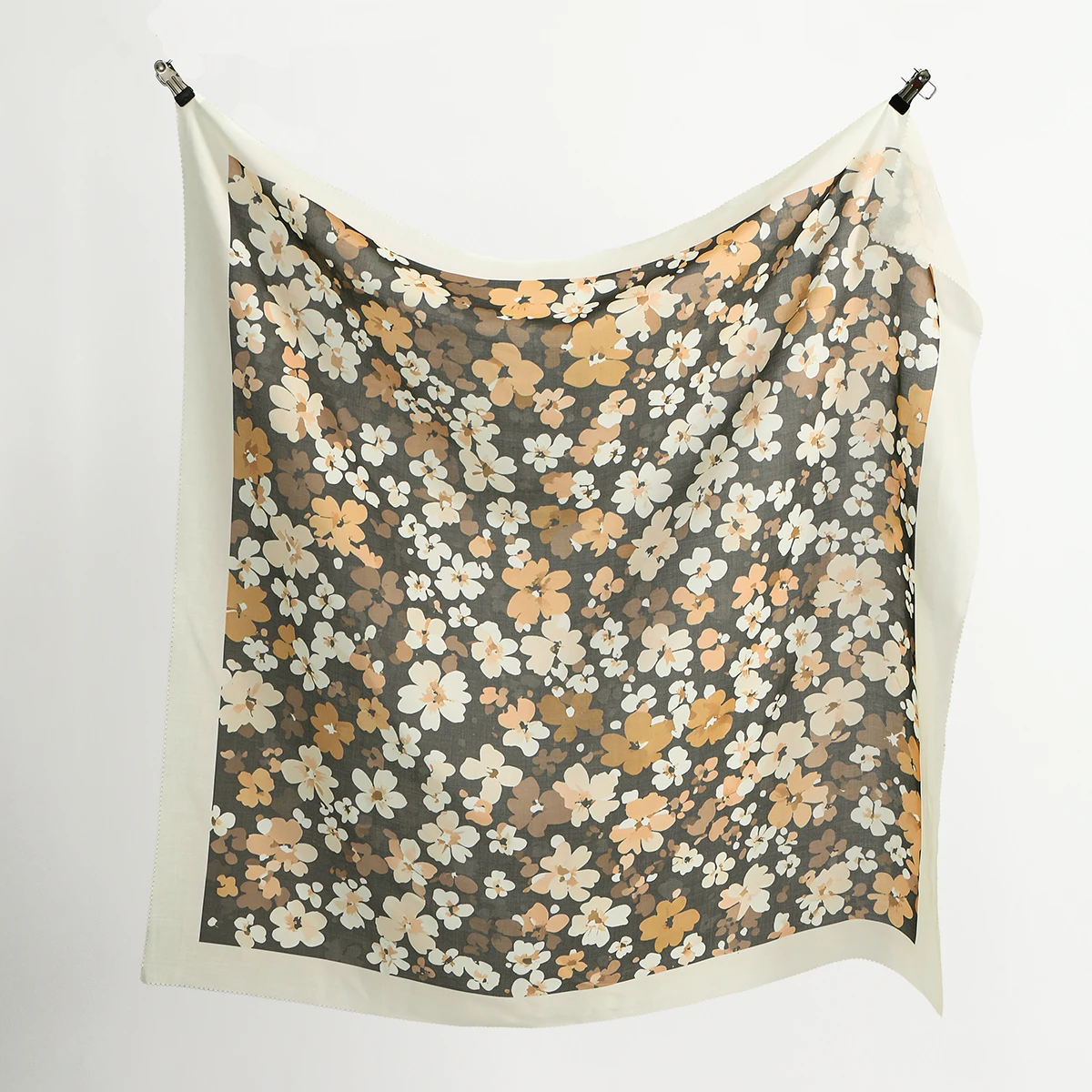 foulard carré en satin de soie 110x110cm, châle imprimé floral musulman, hijab imprimé à la mode pour femmes, mouchoir en voile de coton doux