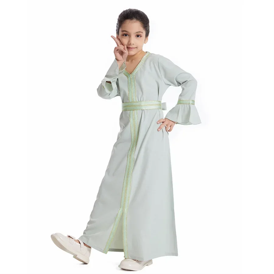 ramadan caftan abaya pour enfants filles turquie robe longue musulmane islam arabie saoudite vêtements eid robe robes enfants kimono caftan
