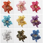 Paillettes strass fleur Patch couture broderie tissu Floral dentelle garniture maille Applique pour robe de mariée robe vêtements décor bricolage
