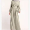Abaya-Robe longue de style musulman pour femmes, vêtement rétro, couleur unie, à lacets, taille haute, pleine longueur, pour service de culte, nouvelle collection printemps été Abaya-Robe longue de style musulman pour femmes, vêtement rétro, couleur unie, à lacets, taille haute, pleine longueur, pour service de culte, nouvelle collection printemps été