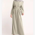 Abaya-Robe longue de style musulman pour femmes, vêtement rétro, couleur unie, à lacets, taille haute, pleine longueur, pour service de culte, nouvelle collection printemps été