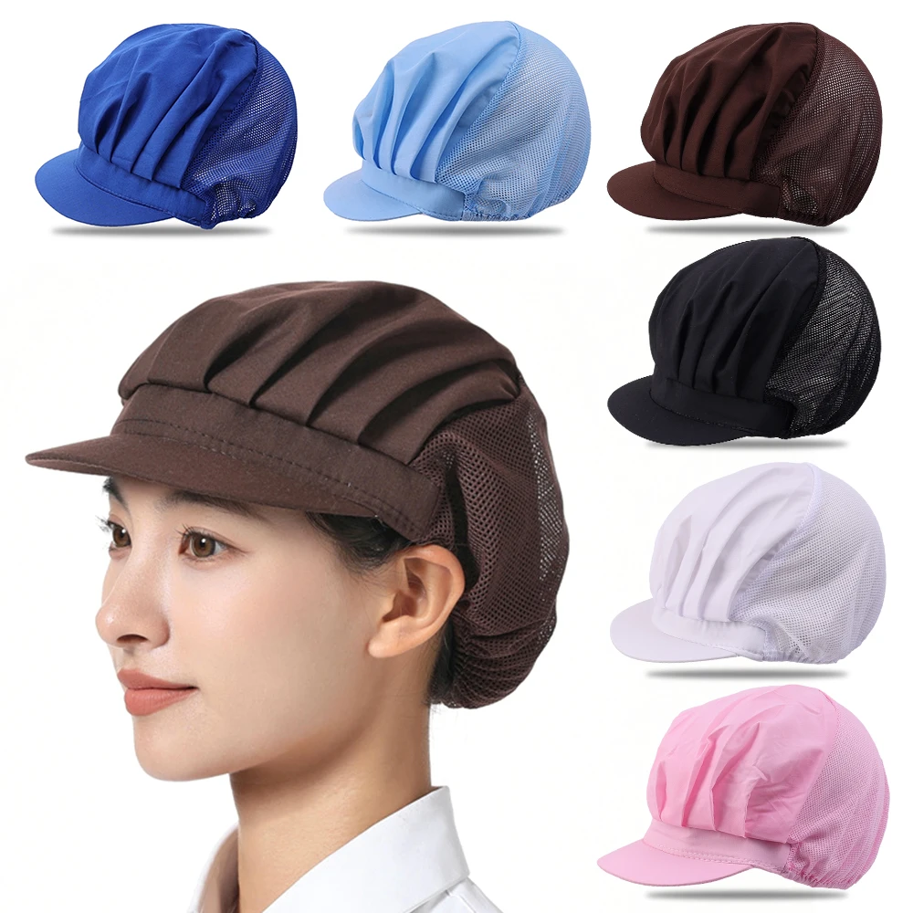chapeaux de travail en maille respirante pour femmes et hommes, casquettes de couverture de cheveux, chapeau d'atelier, bonnet de cuisson de service alimentaire, visières de cuisine, bonnet