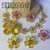 Boucles d&rsquo;oreilles 2025, nouvelle tendance des ventes, bijoux de haute qualité, fleur, breloques de luxe à la mode, en acier inoxydable, rose, jaune, vêtements pour femmes