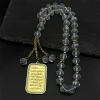 pendentif de voiture en strass musulman religieux islamique pour femmes et hommes, en acier inoxydable, couleur or, médaille du coran arabe, perles de verre, bijoux